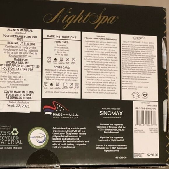 New Cupron Night Spa Night Cream,Skin Defense Pillowcase Memory Foam Bed Pillow - Picture 12 of 16